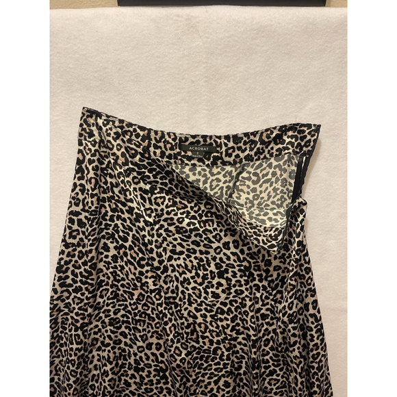 Acrobat 100% Silk Pull A-line Midi Skirt Leopard Print Size Zip Size Small - Picture 3 of 4